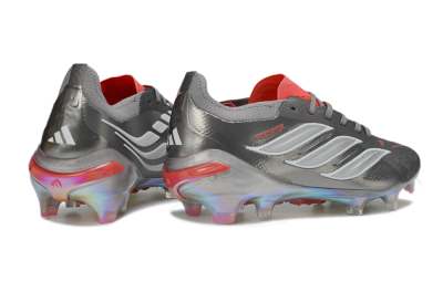 Adidas Predator 26 Elite FG Football Boots - Gray/Fiery Red/Metallic Silver