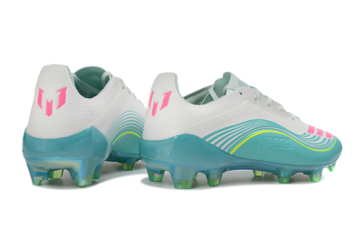 Messi x Adidas F50 Elite FG Football Boots - Aqua/Coral Twist/Neon Green