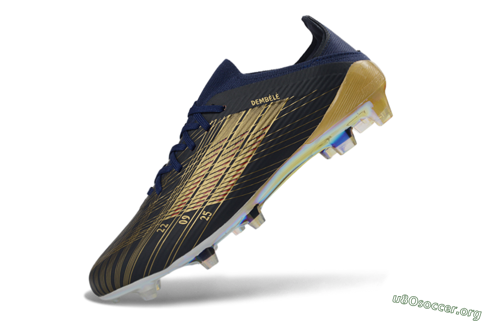 Dembélé x Adidas F50 Elite FG Football Boots - Navy/Champagne Gold/Light Prism 6