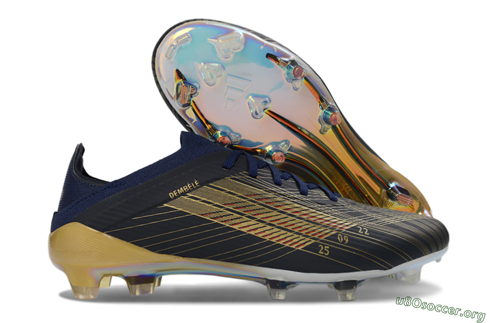 Dembélé x Adidas F50 Elite FG Football Boots - Navy/Champagne Gold/Light Prism 2