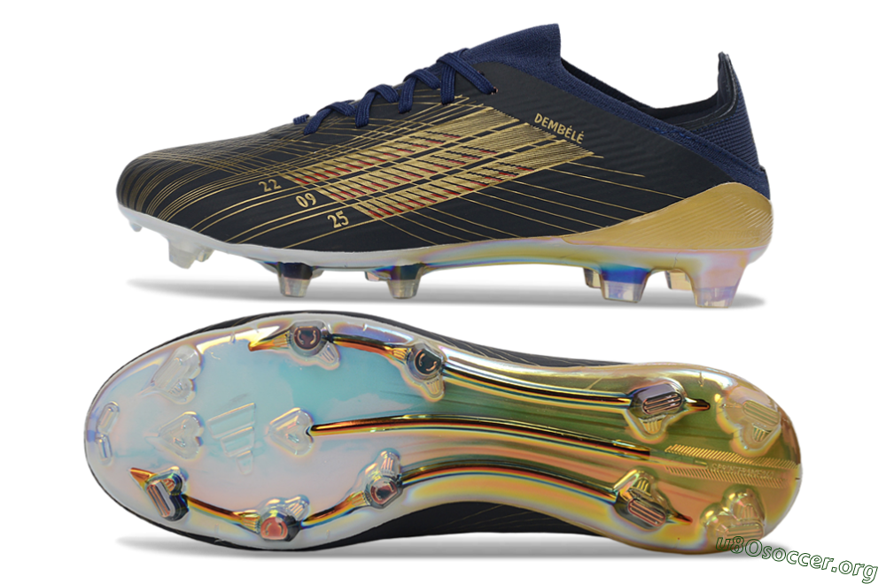 Dembélé x Adidas F50 Elite FG Football Boots - Navy/Champagne Gold/Light Prism 1