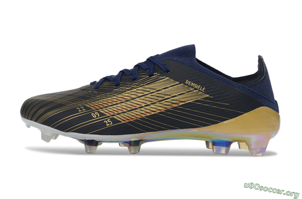 Dembélé x Adidas F50 Elite FG Football Boots - Navy/Champagne Gold/Light Prism 3