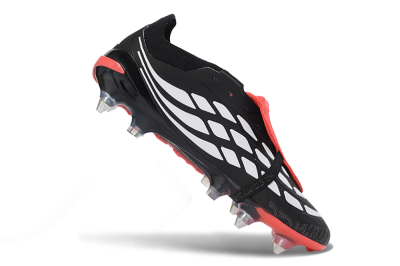 Adidas Predator 26 Elite Fold-Over Tongue SG Football Boots - Black/Vibrant Red/Metallic Silver