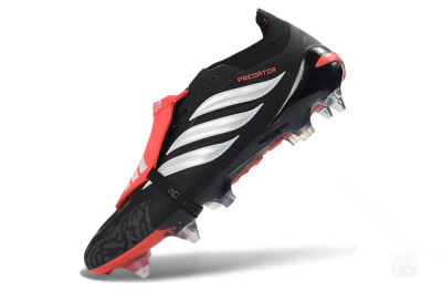 Adidas Predator 26 Elite Fold-Over Tongue SG Football Boots - Black/Vibrant Red/Metallic Silver