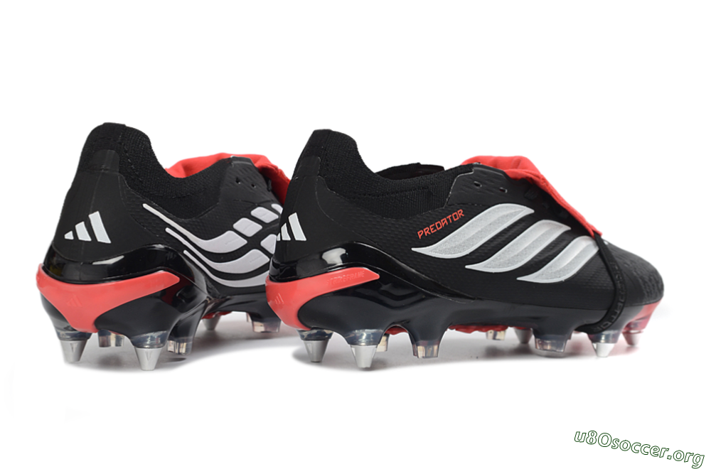 Adidas Predator 26 Elite Fold-Over Tongue SG Football Boots - Black/Vibrant Red/Metallic Silver 6