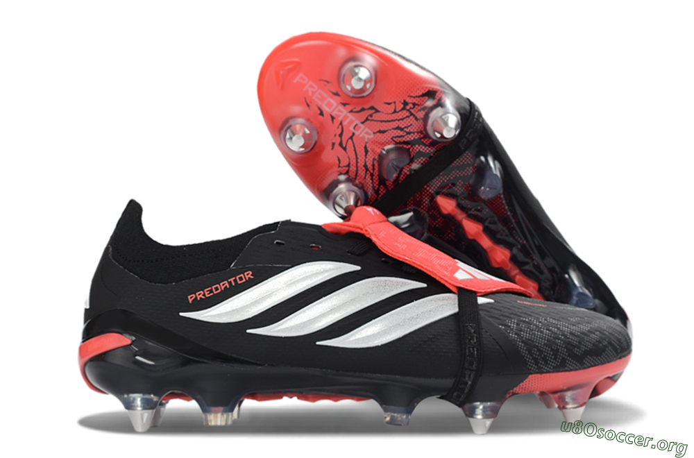 Adidas Predator 26 Elite Fold-Over Tongue SG Football Boots - Black/Vibrant Red/Metallic Silver 2