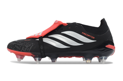 Adidas Predator 26 Elite Fold-Over Tongue SG Football Boots - Black/Vibrant Red/Metallic Silver