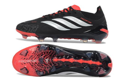 Adidas Predator 26 Elite FG Football Boots - Black/Fiery Red/Metallic Silver