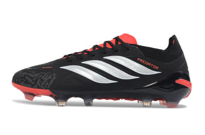 Adidas Predator 26 Elite FG Football Boots - Black/Fiery Red/Metallic Silver