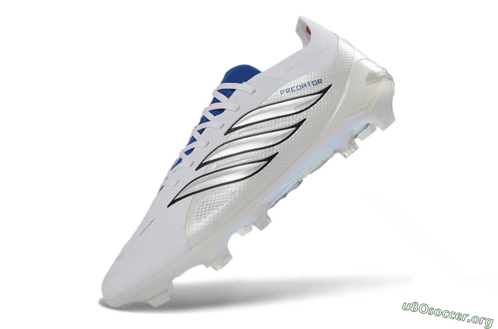 Adidas Predator 26 Elite FG Football Boots - White/Electric Blue/Silver 5