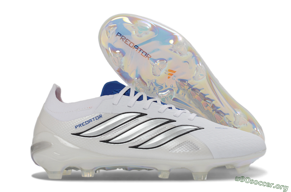 Adidas Predator 26 Elite FG Football Boots - White/Electric Blue/Silver 2