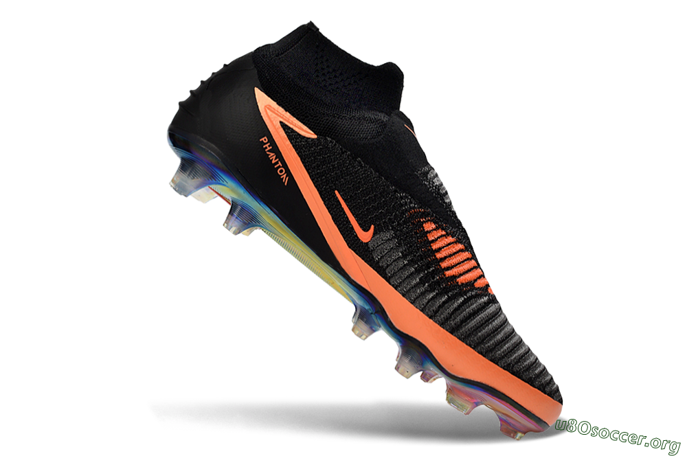 Nike Phantom 6 Elite High FG Football Boots - Black/Vibrant Orange/Rainbow Gradient 4