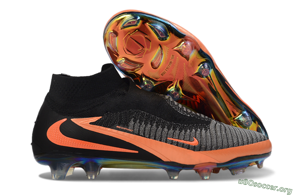 Nike Phantom 6 Elite High FG Football Boots - Black/Vibrant Orange/Rainbow Gradient 2