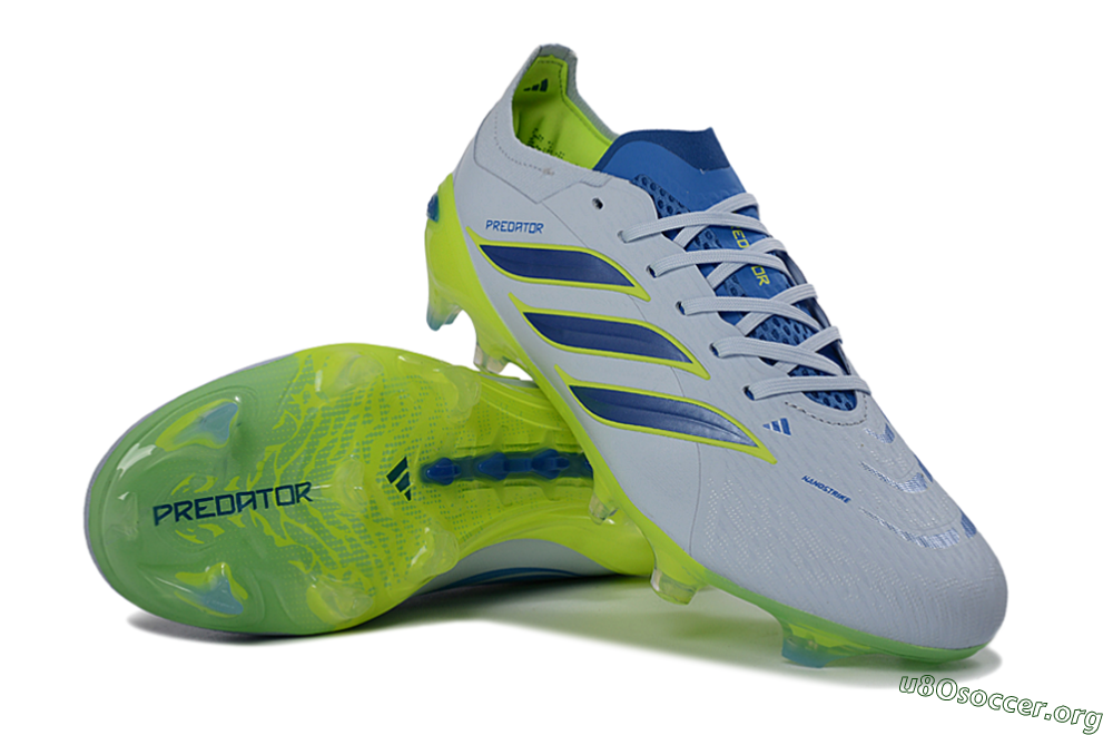 Adidas Predator 26 Elite FG Football Boots - Gray/Electric Green/Navy Blue 0