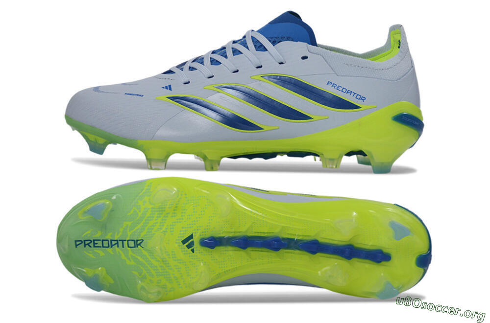 Adidas Predator 26 Elite FG Football Boots - Gray/Electric Green/Navy Blue 1