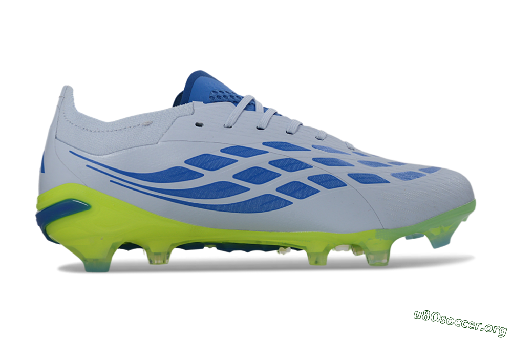 Adidas Predator 26 Elite FG Football Boots - Gray/Electric Green/Navy Blue 7