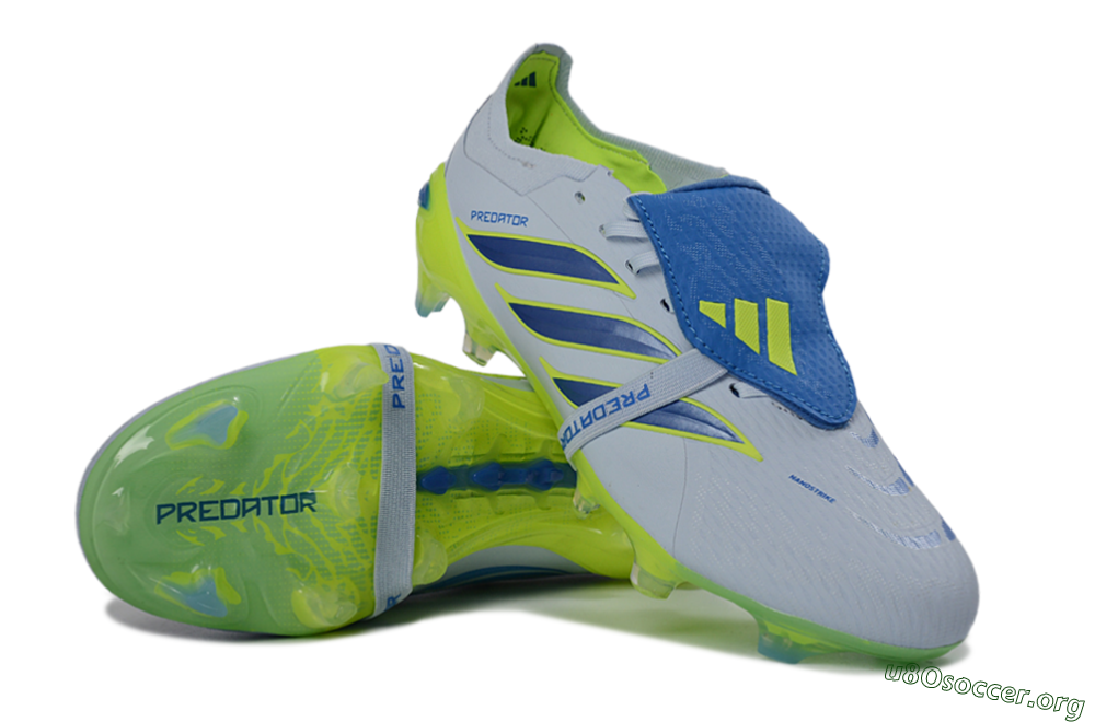 Adidas Predator 26 Elite Fold-Over Tongue FG Football Boots - Gray/Vibrant Blue/Bright Lime 0