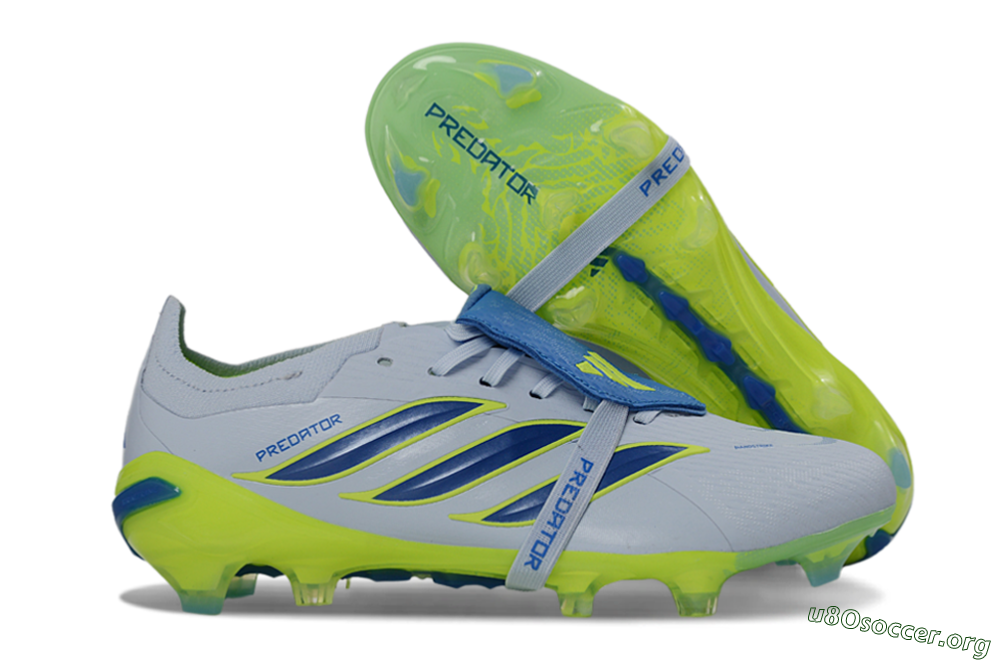 Adidas Predator 26 Elite Fold-Over Tongue FG Football Boots - Gray/Vibrant Blue/Bright Lime 2