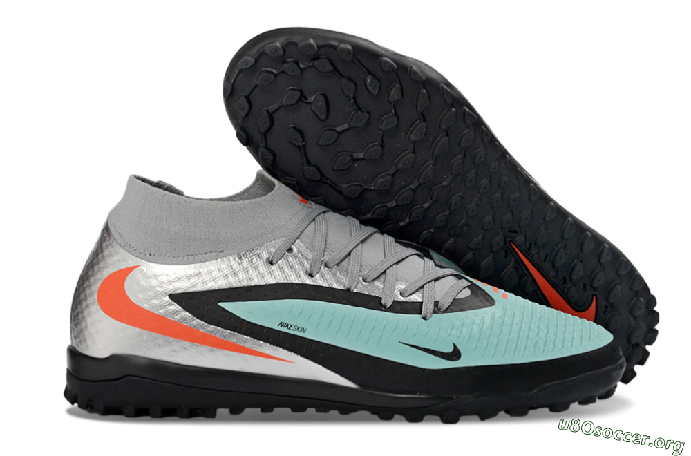 Nike Phantom 6 Elite High TF Football Shoes - Aqua/Coral/Black 2