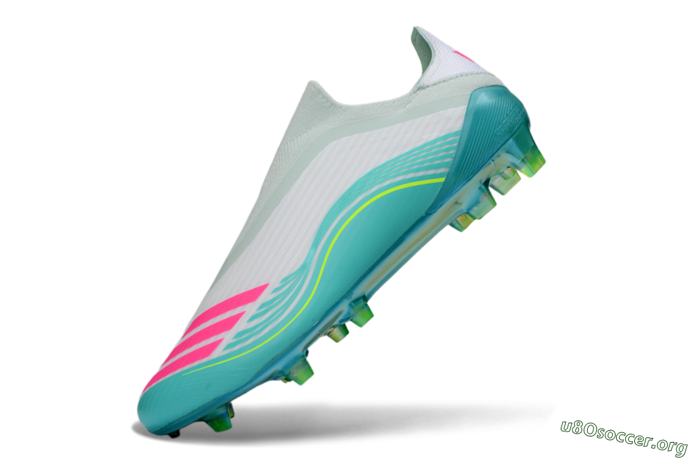 Adidas F50 Elite Laceless FG Football Boots - Aqua/Neon Green/Pink 5