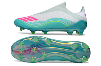 Adidas F50 Elite Laceless FG Football Boots - Aqua/Neon Green/Pink