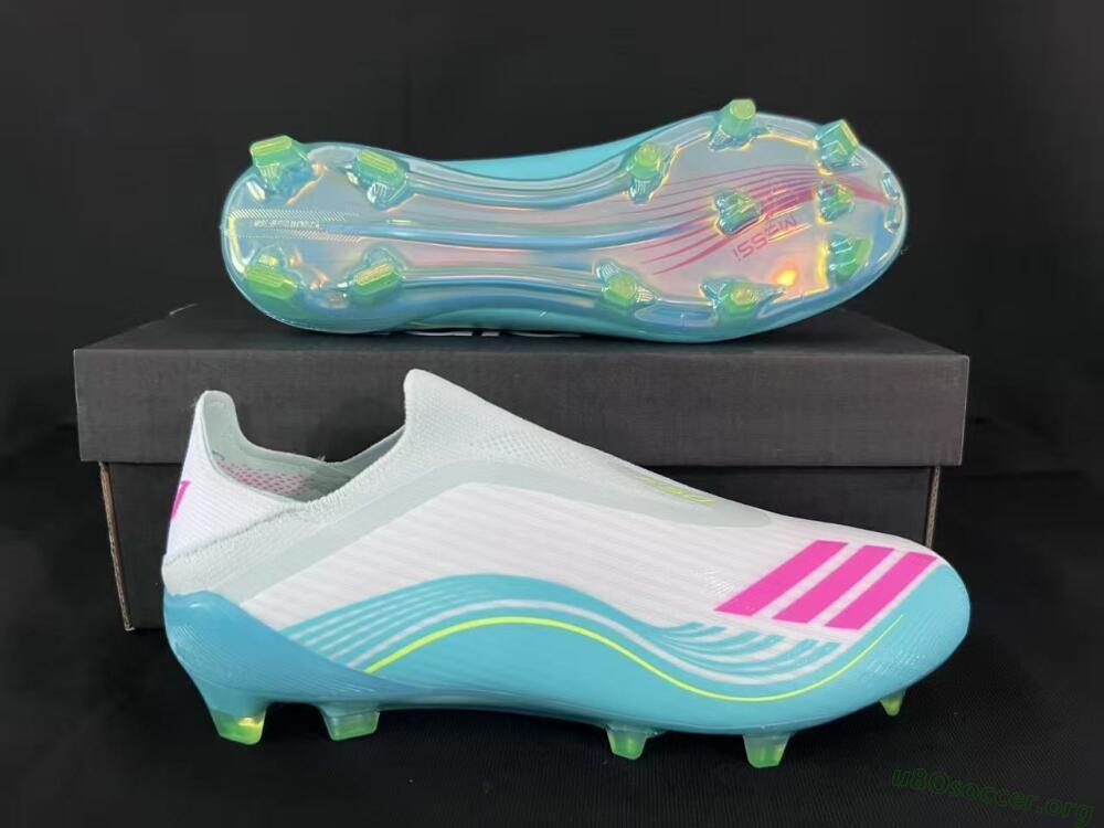 Adidas F50 Elite Laceless FG Football Boots - Aqua/Neon Green/Pink
