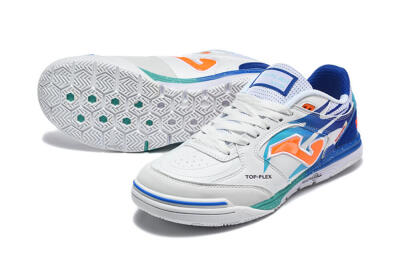 Joma Top Flex IC Football Shoes - White/Bright Blue/Orange