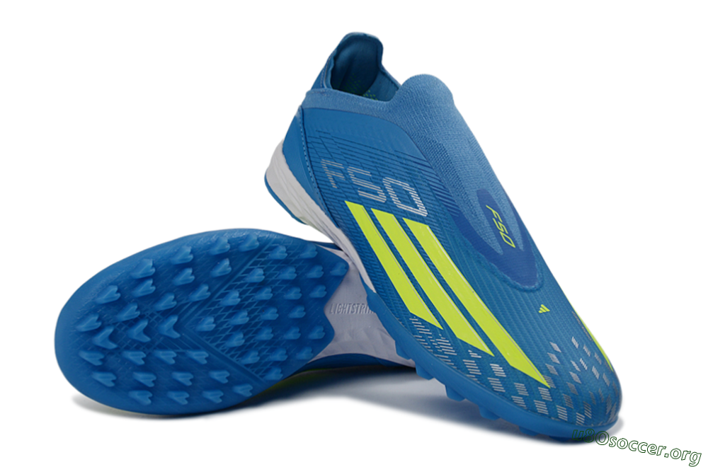 Adidas F50 Elite Laceless TF Football Shoes - Blue/Electric Blue/Lime Green 4