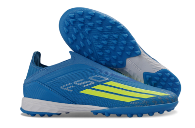 Adidas F50 Elite Laceless TF Football Shoes - Blue/Electric Blue/Lime Green