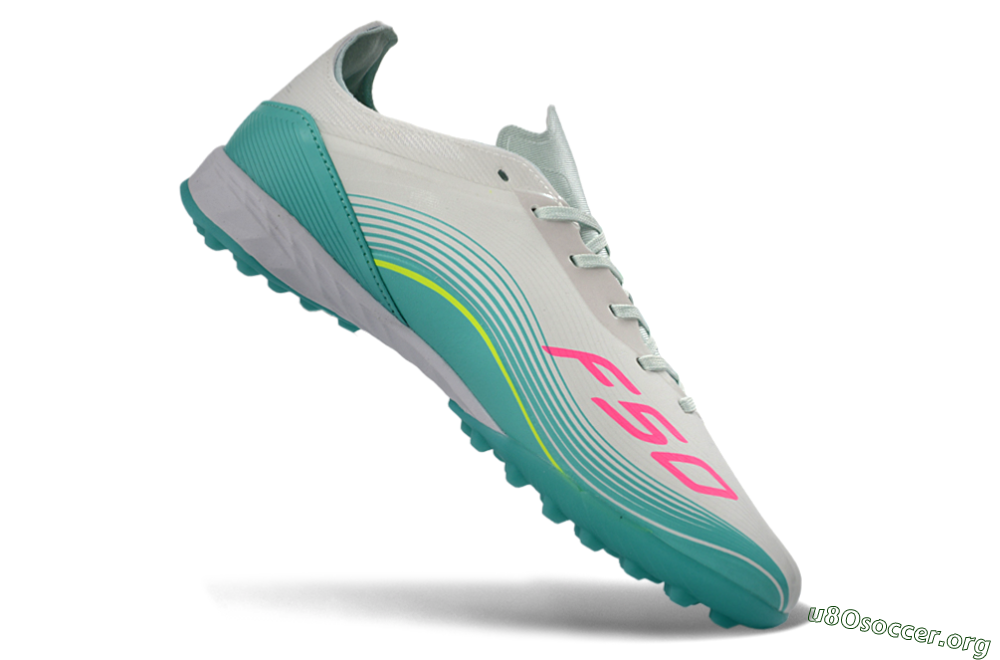 Adidas F50 Pro TF Football Shoes - Aqua/Neon Pink/Sunshine Yellow 5