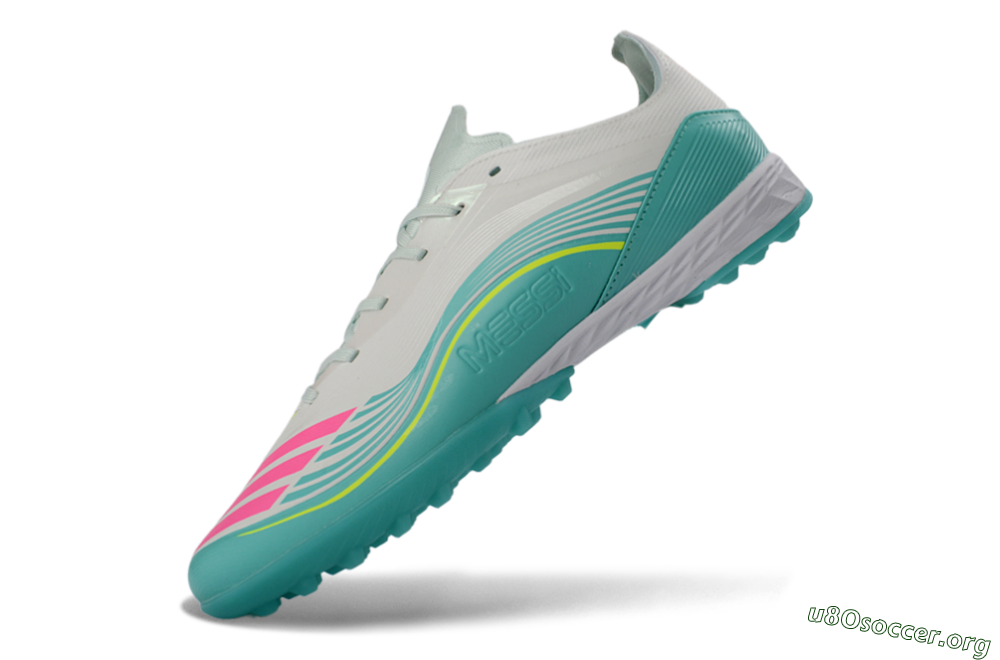 Adidas F50 Pro TF Football Shoes - Aqua/Neon Pink/Sunshine Yellow 6