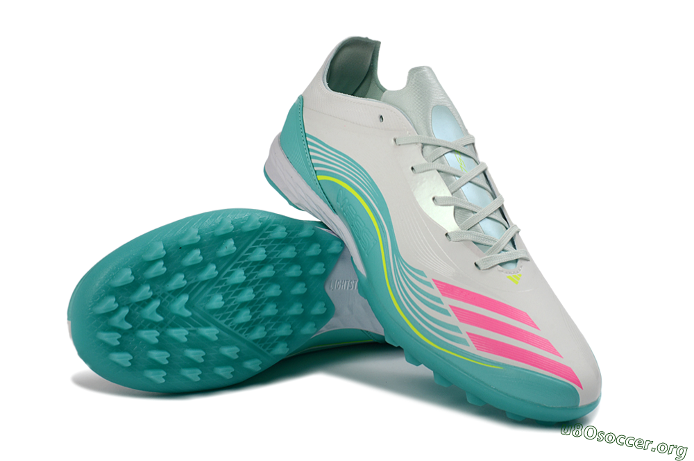 Adidas F50 Pro TF Football Shoes - Aqua/Neon Pink/Sunshine Yellow 4