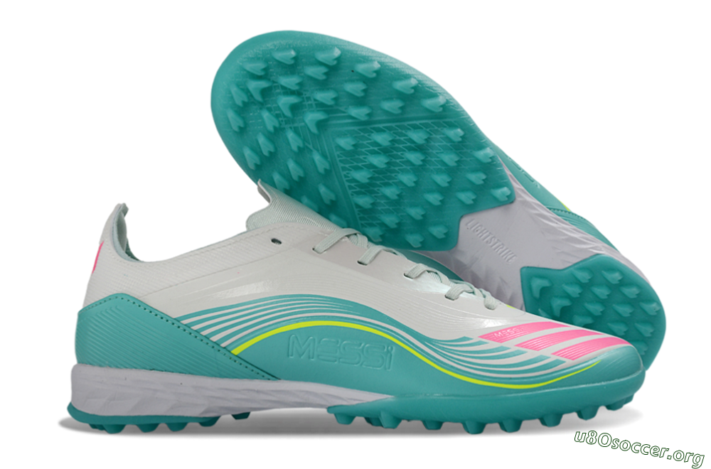 Adidas F50 Pro TF Football Shoes - Aqua/Neon Pink/Sunshine Yellow 2