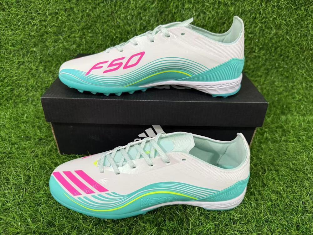Adidas F50 Pro TF Football Shoes - Aqua/Neon Pink/Sunshine Yellow