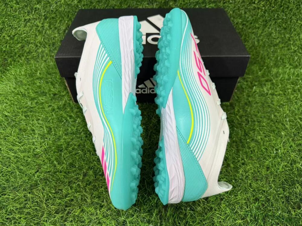 Adidas F50 Pro TF Football Shoes - Aqua/Neon Pink/Sunshine Yellow