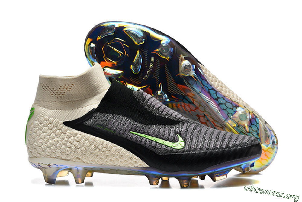 Nike Phantom 6 Elite High FG Football Boots - Black/Lime Green/Beige 2