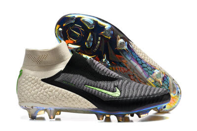 Nike Phantom 6 Elite High FG Football Boots - Black/Lime Green/Beige
