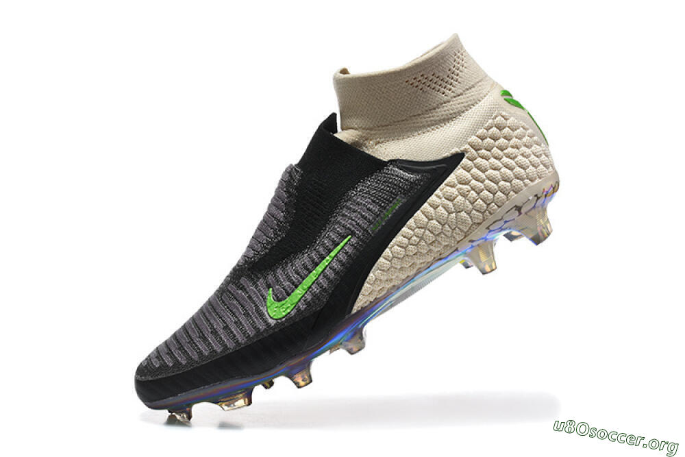 Nike Phantom 6 Elite High FG Football Boots - Black/Lime Green/Beige 8