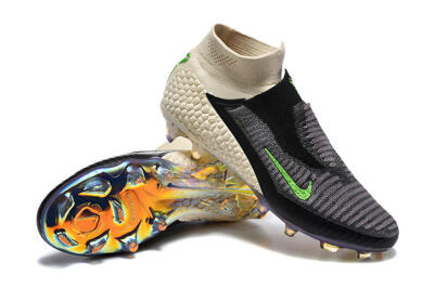Nike Phantom 6 Elite High FG Football Boots - Black/Lime Green/Beige