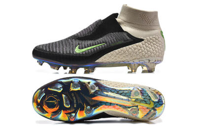 Nike Phantom 6 Elite High FG Football Boots - Black/Lime Green/Beige