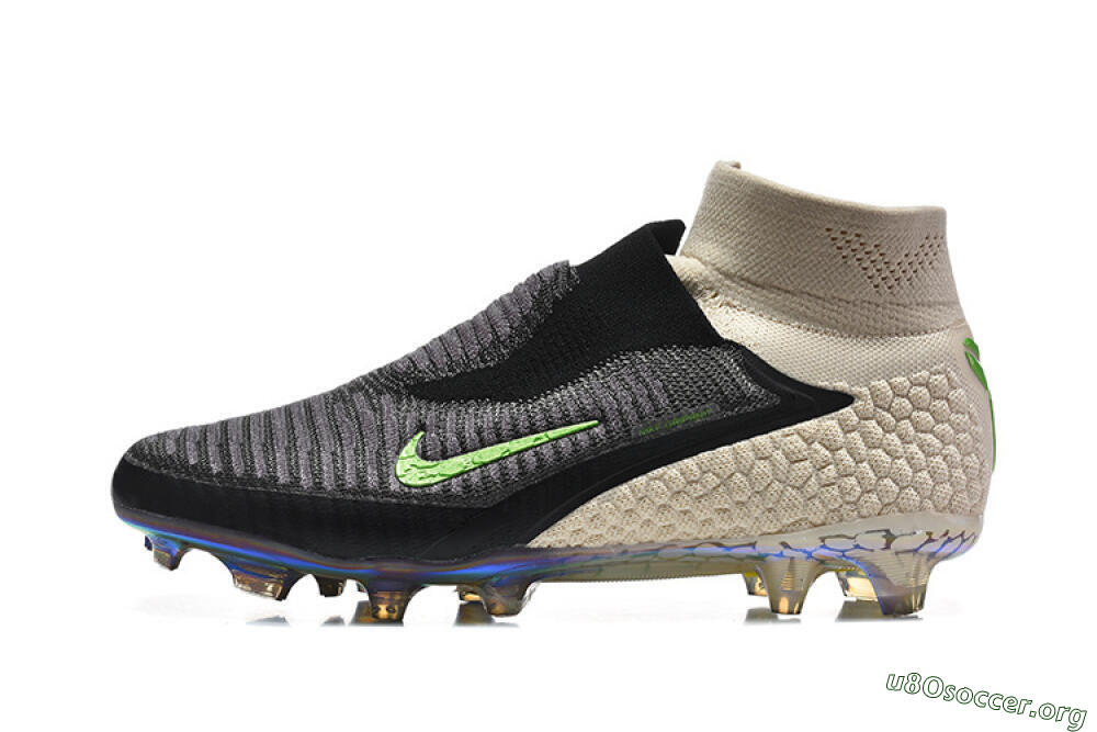 Nike Phantom 6 Elite High FG Football Boots - Black/Lime Green/Beige 3