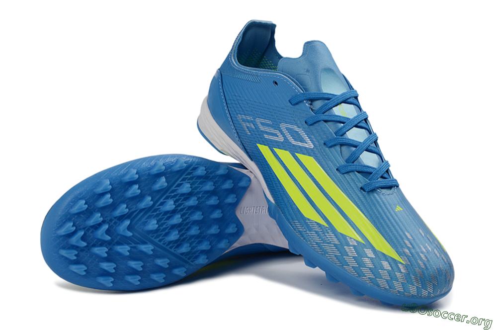 Adidas F50 Pro TF Football Shoes - Blue/Neon Green/Light Blue 4