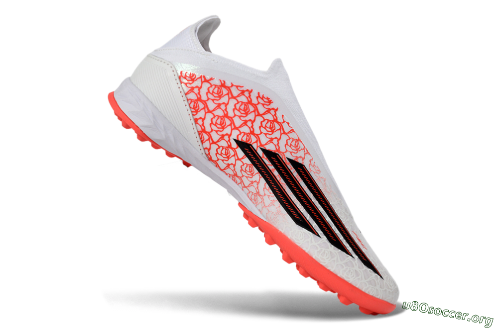Adidas F50 Elite Laceless TF Football Shoes - White/Coral Red/Silver 5