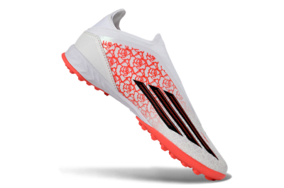 Adidas F50 Elite Laceless TF Football Shoes - White/Coral Red/Silver