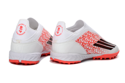 Adidas F50 Elite Laceless TF Football Shoes - White/Coral Red/Silver