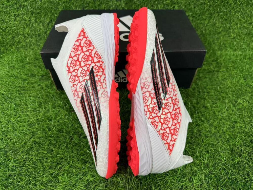 Adidas F50 Elite Laceless TF Football Shoes - White/Coral Red/Silver