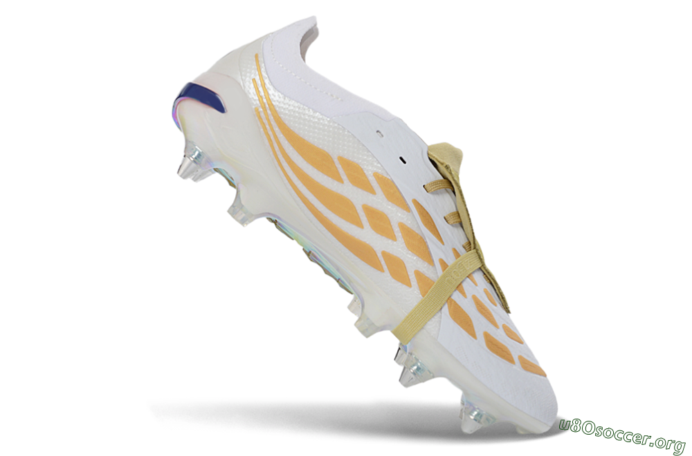 Adidas Predator 26 Elite Fold-Over Tongue SG Football Boots - White/Gold Accents/Holographic Sole 4