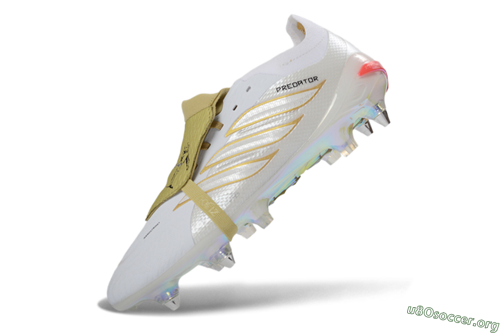 Adidas Predator 26 Elite Fold-Over Tongue SG Football Boots - White/Gold Accents/Holographic Sole 5