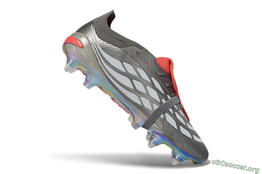 Adidas Predator 26 Elite Fold-Over Tongue SG Football Boots - Gray/Electric Red/Metallic Silver 4