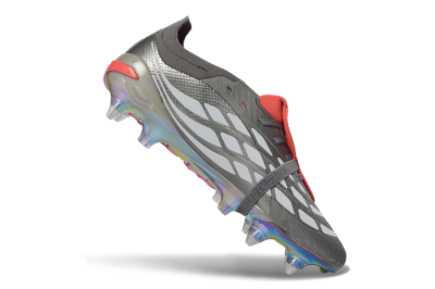Adidas Predator 26 Elite Fold-Over Tongue SG Football Boots - Gray/Electric Red/Metallic Silver